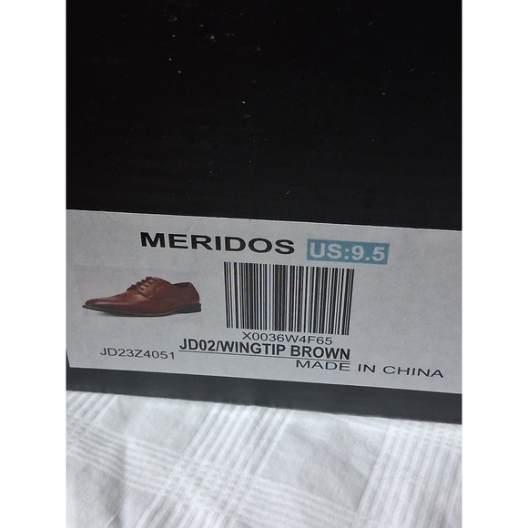 Meridos Mens Brown Wingtip Oxford Dress Shoes JD02 Size 9.5 Tan Brogue Lace Up main image 5